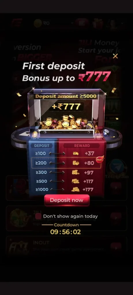 IE777 Game daily reward bonus screen showing cash rewards and gift boxes for Android users